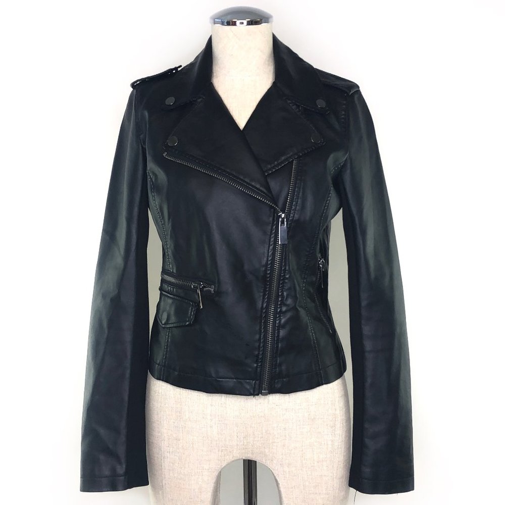 NEW YORK & COMPANY Faux Leather Moto Jacket #AI18 - Picture 3 of 10